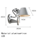 Axyaa Metal Straw Hat LED Wall Lamp with Rotatable Light, Bedroom Study Reading E27 Switch, Adjustable Lighting