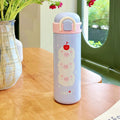 Axyaa Kawaii Stainless Steel Coffee Thermos Cup Insulated Tumbler with Straw & Handle