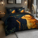 Axyaa Dreamy Cat Silhouette Polyester Fleece Duvet Cover Set
