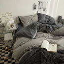 Axyaa Double Washed Cotton Bedding Set - 4 Piece Dorm Bed Linen Duvet Suite