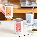 Axyaa Stainless Steel Double Wall Milk Coffee Mug with Straw - Portable & Anti-Scalding