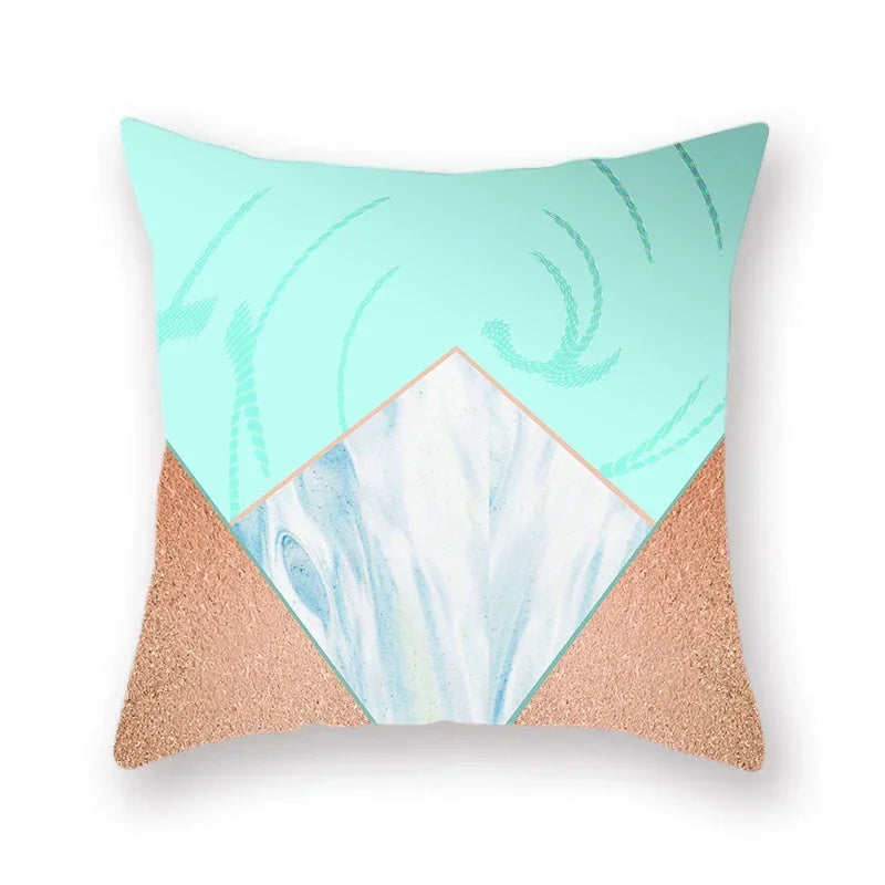 Geometric Marble Print Cushion Cover 45x45cm for Home Decor by Axyaa