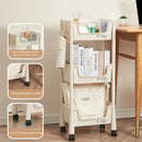 Axyaa 3-Tier Rolling Utility Cart: Kitchen Storage Organizer with Lockable Wheels and Multifunction
