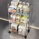Axyaa Transparent Multilayer Acrylic Trolley with Wheels for Home Storage Shelf