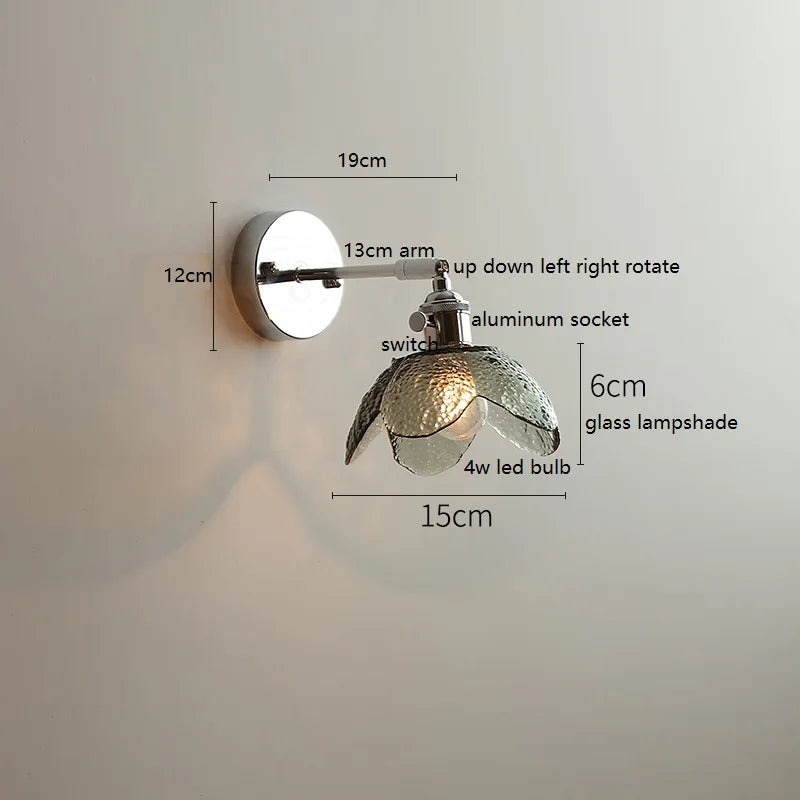 Axyaa Clear Glass Silver LED Wall Sconce with Adjustable Arm & Switch