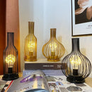 Axyaa Iron Glass Red Bottle LED Night Lamp for Bedroom Decor