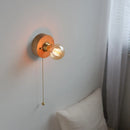 Axyaa LED Wall Lamp 220v Pull Chain Switch Ash Wood Stair Lighting Fixtures