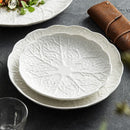 Axyaa Ceramic Cabbage Texture Plate Set - White Specialty Tableware