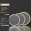 Axyaa LED Round Bathroom Mirror 600/700/800mm Anti-fog Dimmable Wall Mirror with Leather Belt