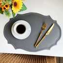 Axyaa Green Oval PU Leather Placemats Set, Irregular Shape, Oil-Proof, Table Mats