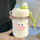 Axyaa Cute Girls Water Bottle: Large Capacity, Leakproof, with Straw Cup