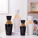 Axyaa Luxe Gold White Black Ceramic Vase Set for Minimalist Home Decor