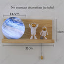 Axyaa LED Planet Glass Wall Lamp with Wood Base for Children's Room Home Decor