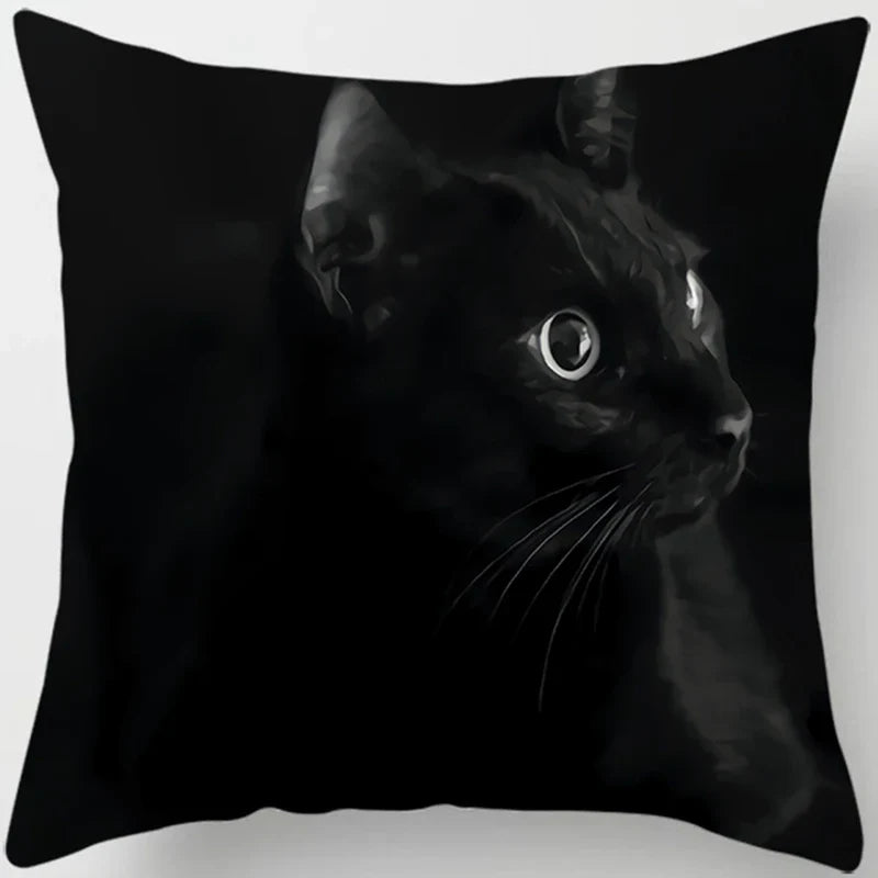 Axyaa  Black Cat Pillowcase  Decorative Square Cushion Cover 45*45cm