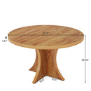 Axyaa 47.24" Round Farmhouse Dining Table for 4-6, Solid Wood with Pedestal Base