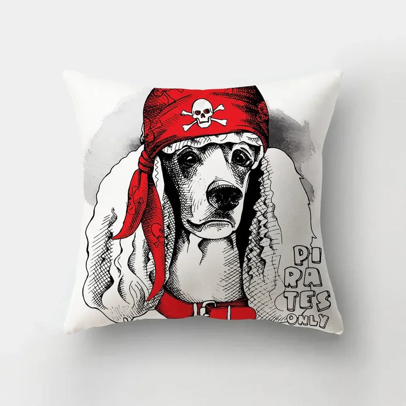 Axyaa Cartoon Dogs Feather Print Pillowcase Home Decor Sofa Seat Cushion Cover