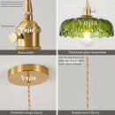 Axyaa Nordic Green Glass Pendant Lamp - Brass Ceiling Lighting for Kitchen Island