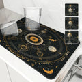 Axyaa Astrology Plants Sun Moon Drying Mat, Non-Slip Absorbent Table Placemat