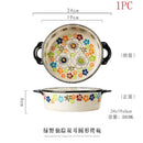 Axyaa Retro Double Ear Ceramic Bowls Set for Household Dining