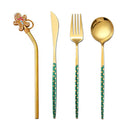 Axyaa Christmas Stainless Steel Cutlery Set with Golden Straw Gift Box