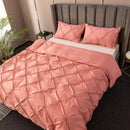 Axyaa 3D Pinch Pleated Duvet Cover Set 240x220 Solid King Queen Size Bedding Pillowcases
