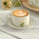 Axyaa Lily of The Valley Ceramic Coffee Cup Saucer Set Luxury Tea Mocha Milk Cup