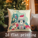 Axyaa Christmas Animal & Winter Scene Cushion Cover for Sofa, Bedroom, Car