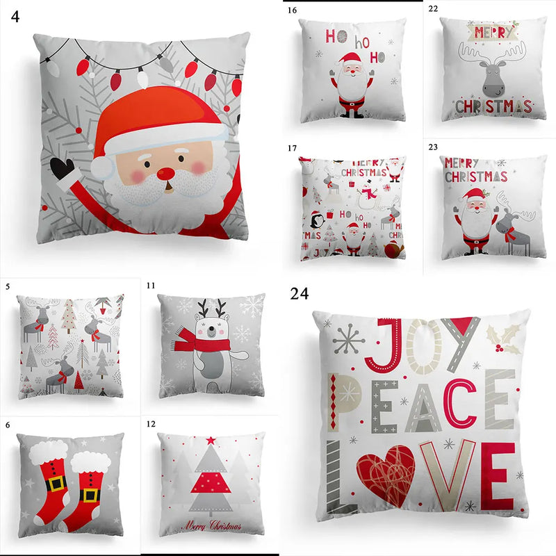 Axyaa Merry Christmas Santa Square Cushion Cover for Sofa and Home