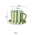 Axyaa Striped Ceramic Cup and Plate Set, 280ml Afternoon Tea Coffee Cup