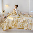 Axyaa Luxe Double Layer Rabbit Fur Blanket: Soft & Warm Sofa Throw Blanket