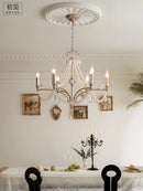 Axyaa Antique Silver Crystal Chandelier: Vintage Lighting for Living & Dining Rooms