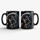 Axyaa Alien Pattern Ceramic Mug - Sci-Fi Design, 325ml - Microwave Safe