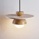 Axyaa Stone Log Wood Chandelier: Japanese Style LED Pendant Lamp for Bedroom and Home