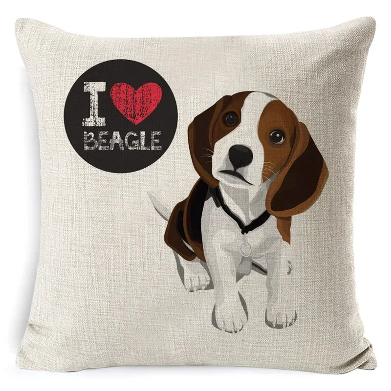 Dog Breed Cotton Linen Cushion Cover Set by Axyaa: Bull Terrier to Chihuahua & More