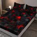 Axyaa Red Plaid Fitted Sheet Set with Soft HD Printing