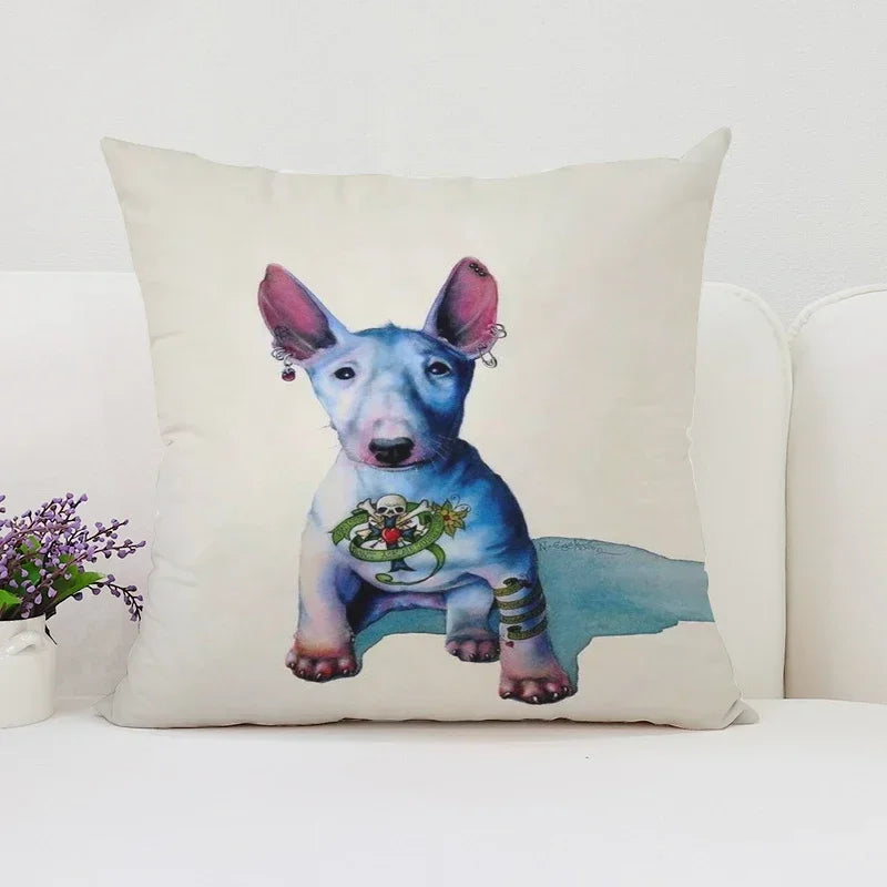 Bull Terrier Art Anime Pillow Cover 40x40 Axyaa Home Decor Throw Pillow