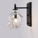 Axyaa Retro Loft Skull Bones Wall Lamp, Clear Glass Bottle Sconces Industrial Home Decor
