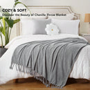 Axyaa Chenille Knit Throw Blanket with Fringe Tassels