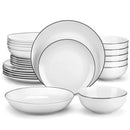 Axyaa Amelia Porcelain Plates Set for 12/24 - 24/48 Piece Dinnerware Service
