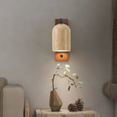 Axyaa Natural Stone Wood Sconce LED Wall Lights with Switch