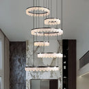 Axyaa Modern Crystal Chandelier Stair Pendant Lamp Interior Lighting for Living Room