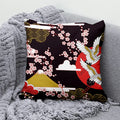 Axyaa Lucky Cat Mount Fuji Art Cushion Cover - Japanese Style Throw Pillow