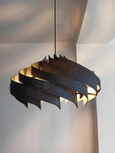 Axyaa Wooden Moon Chandelier Nordic Spiral Pendant Light Solid Walnut Basswood