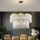 Axyaa Nordic Royal Crystal Chandelier Circle Pendant Lights Luxury for Living Dining Room