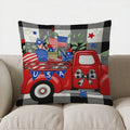 Axyaa Red Truck USA Flags Throw Pillow Cover