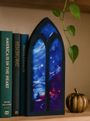 Axyaa Gothic Arch Bookend Night Sky & Castle Design for Home Library Decor