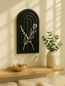 Axyaa Natural Wood Desk Ornaments - Floral Relief Decor, Botanical Wall Art Panels