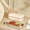 Axyaa Electric Heated Lunch Box Food Warmer Set Stainless Steel Container, Portable Office School Home Heating