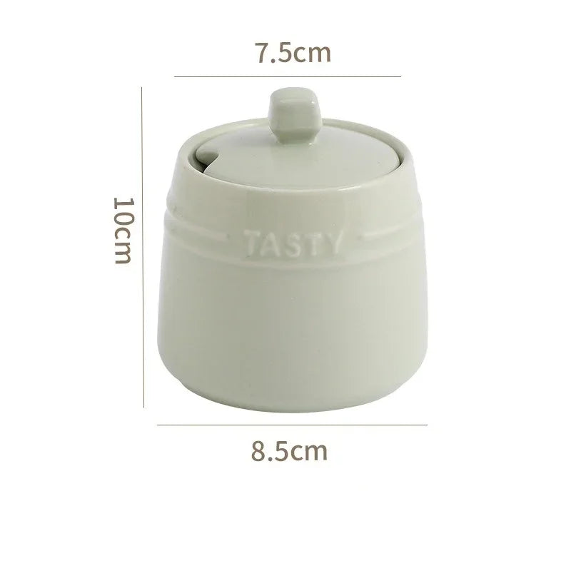 Axyaa Ceramic Condiment Jar Set with Lid, Spoon, Sugar Bowl, Salt Jars