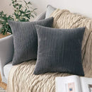 Axyaa Corduroy Striped Pillow Covers Army Green 18x18 - Super Soft Boho Decor for Couch